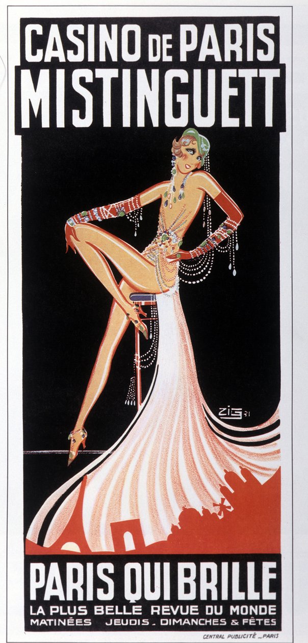 Zig 在巴黎赌场的 Mistinguett (Mistinguette) 海报。 1931.博士 作者 之字形