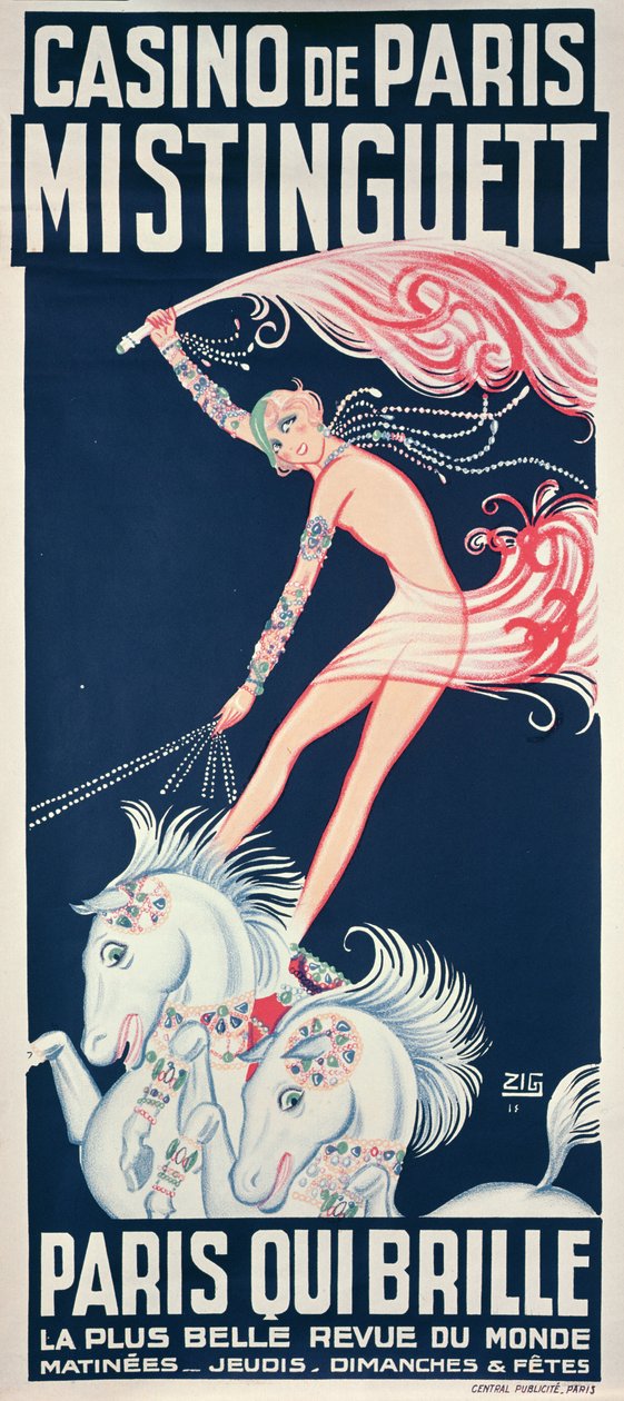 巴黎赌场 Mistinguett（1875-1956 年）的广告海报 作者 之字形