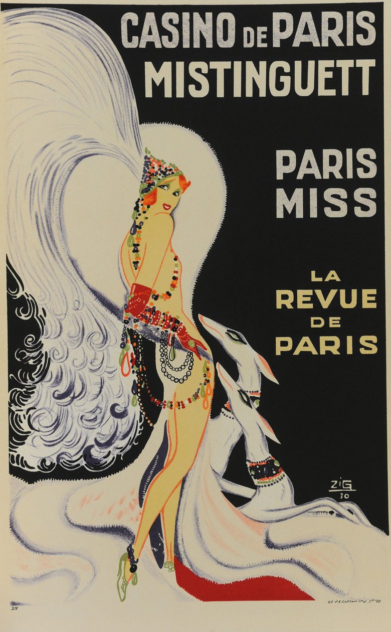 巴黎赌场。Mistinguett。巴黎小姐，1930年。 作者 之字形