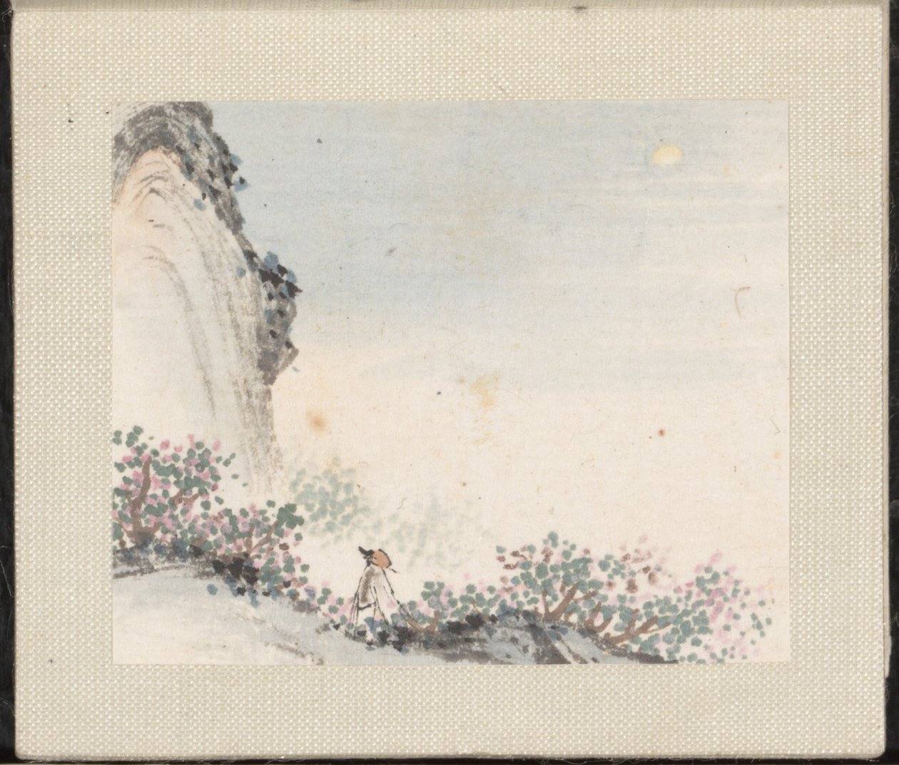 微型山水画，可追溯到 1751-54 年（八片叶的画册；纸本水墨彩色画） 作者 