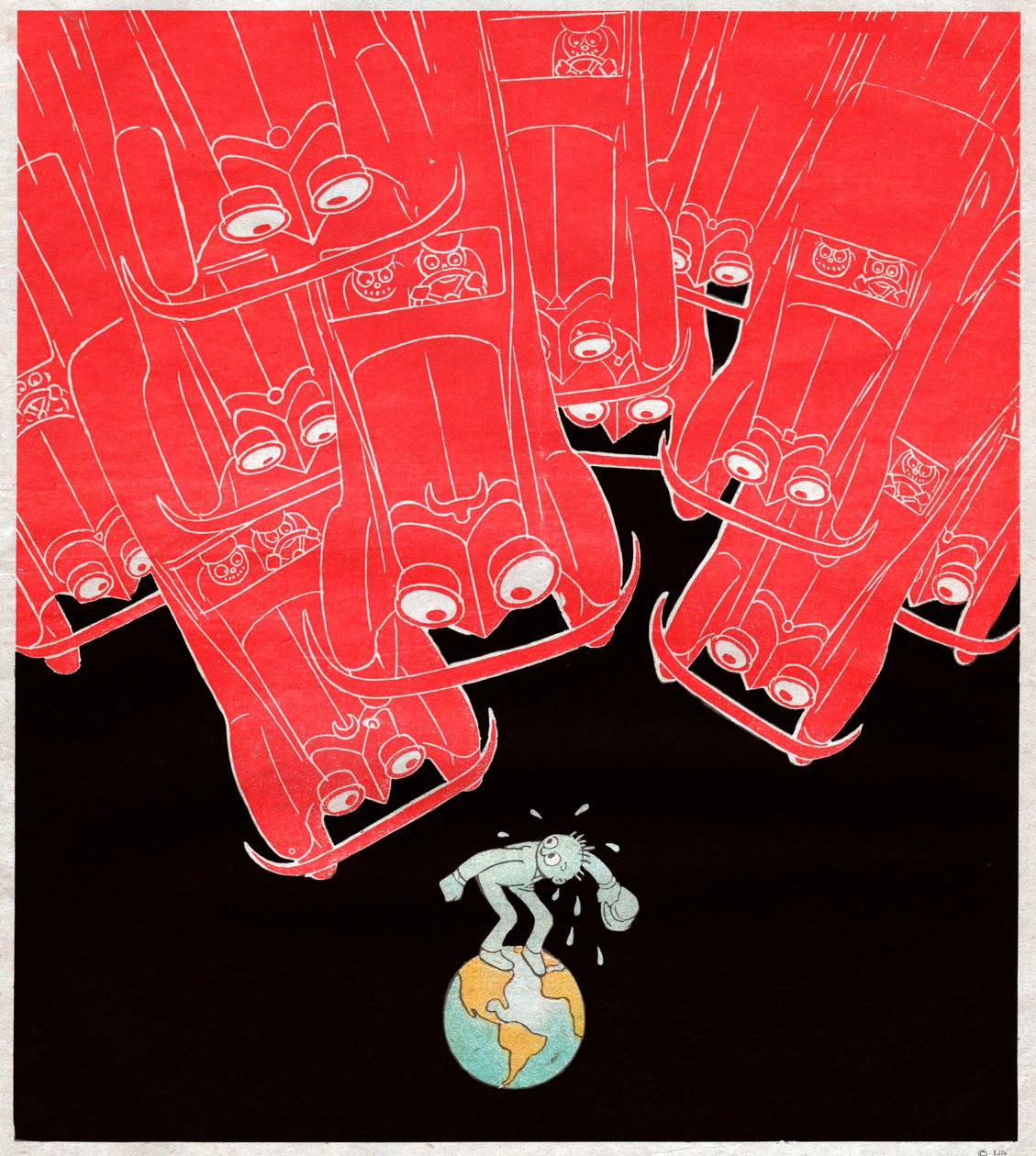 汽车攻击地球上最后的行人。1929年（漫画） 作者 . .
