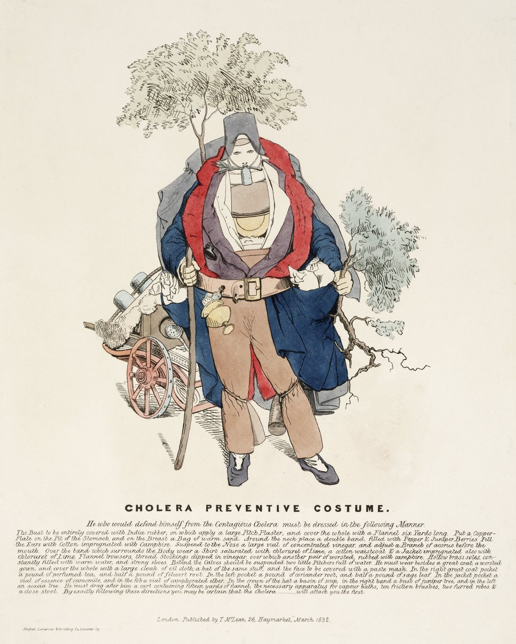 疾病，霍乱 "霍乱预防服装"，1832年3月 作者 弗雷德里克（致）巴纳德