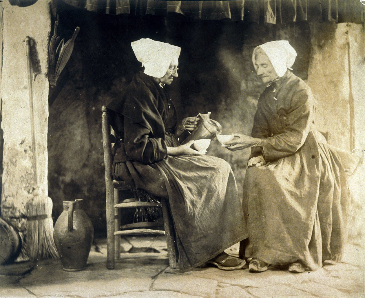 喝茶的妇女，约1900年 作者 弗雷德里克（致）巴纳德