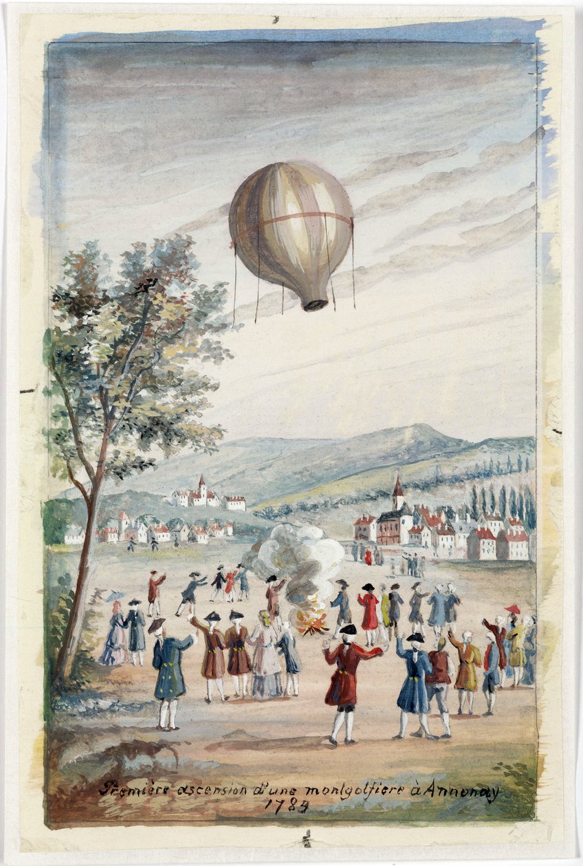 Montgolfier 在Annonay 的首次升空》，法国，1783年6月5日 作者 弗雷德里克（致）巴纳德