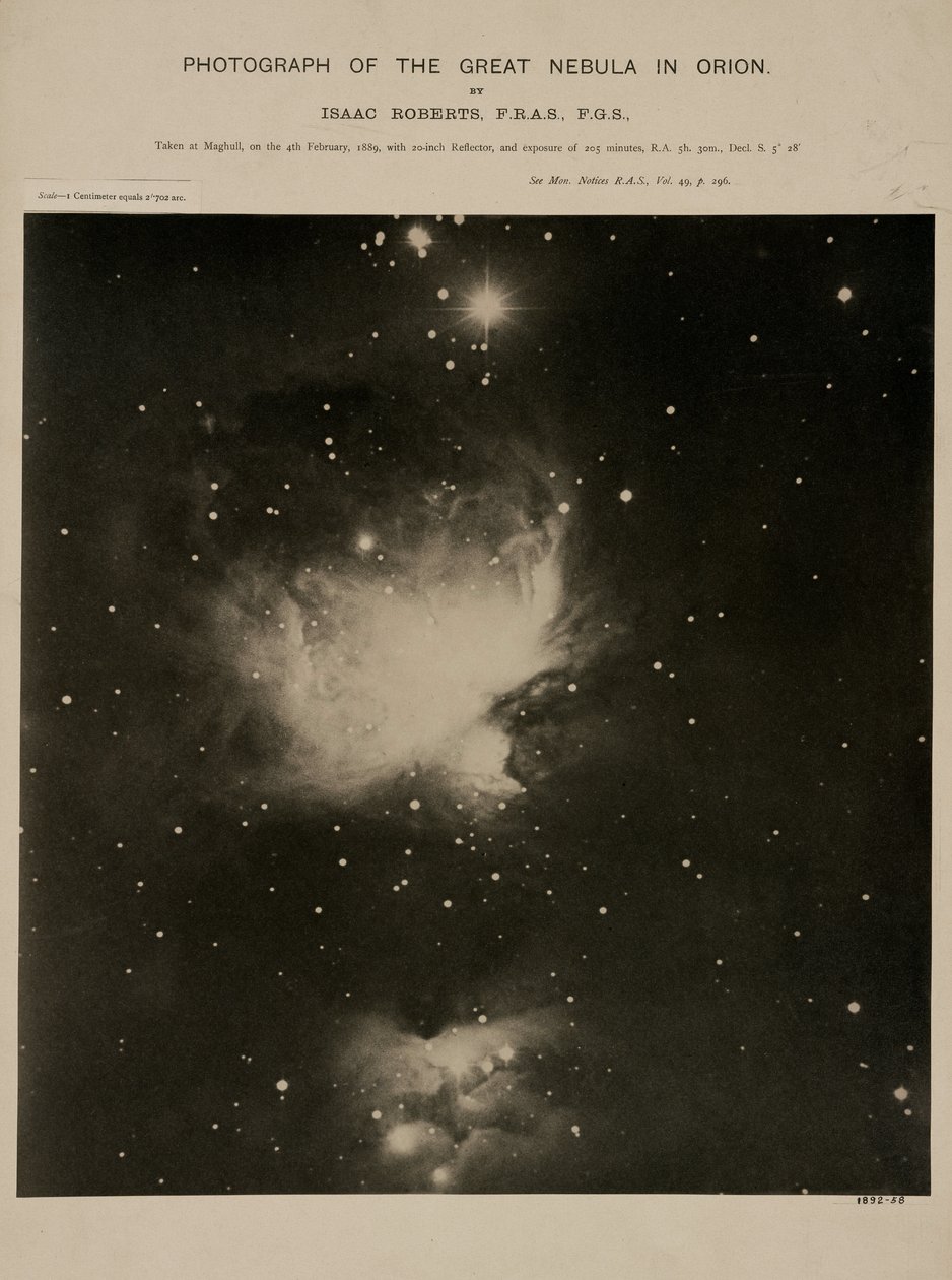 猎户座大星云（M42），1889年2月4日 作者 理查德（后）爸爸