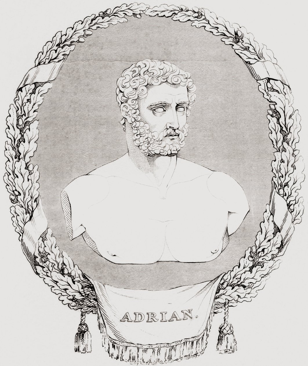 哈德良，Publius Aelius Trajanus Hadrianus Augustus（76 138），罗马皇帝，出自《历史上的肖像和绘画画廊》，1808年出版。 作者 费迪南德·乔治·沃尔德米勒