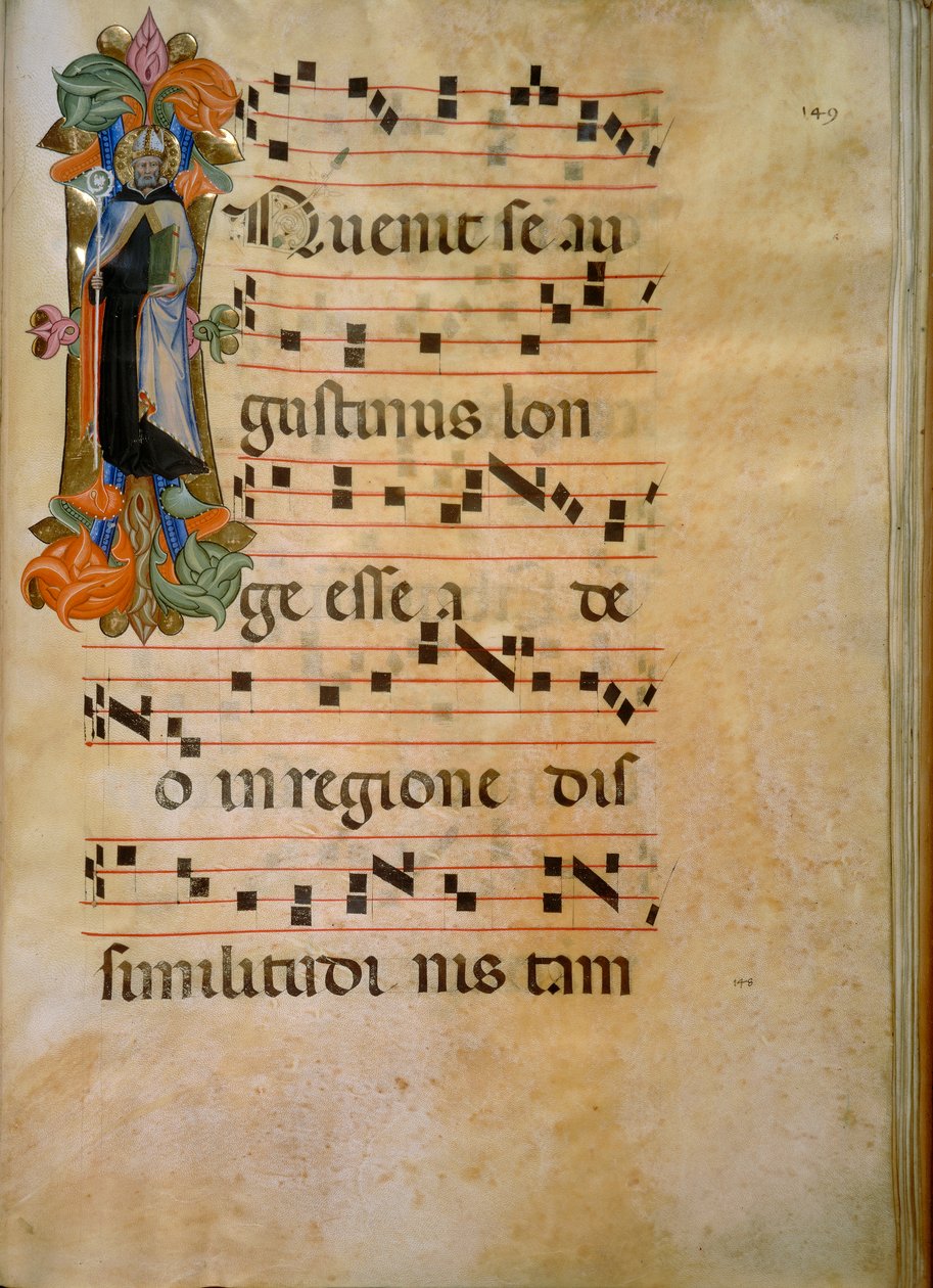 带有圣奥古斯丁形象的彩色首字母（Corale 19，约149），由Silvestro dei Gherarducci为Santa Maria degli Angeli的19号唱诗班创作，保存在佛罗伦萨医学图书馆。 作者 加拿大学校