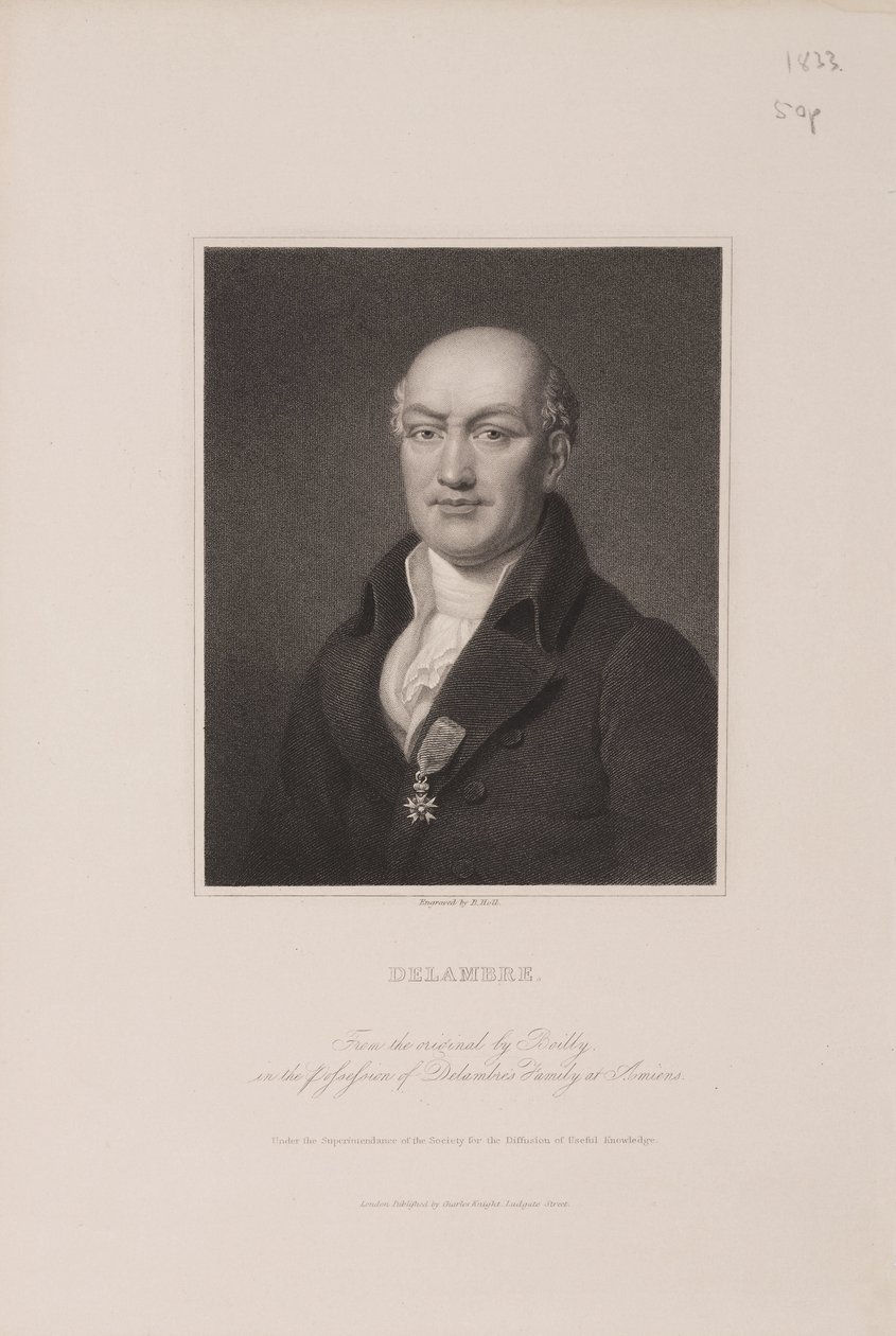 Jean Baptiste Joseph Delambre，法国天文学家，约1810年代 作者 弗雷德里克（致）巴纳德