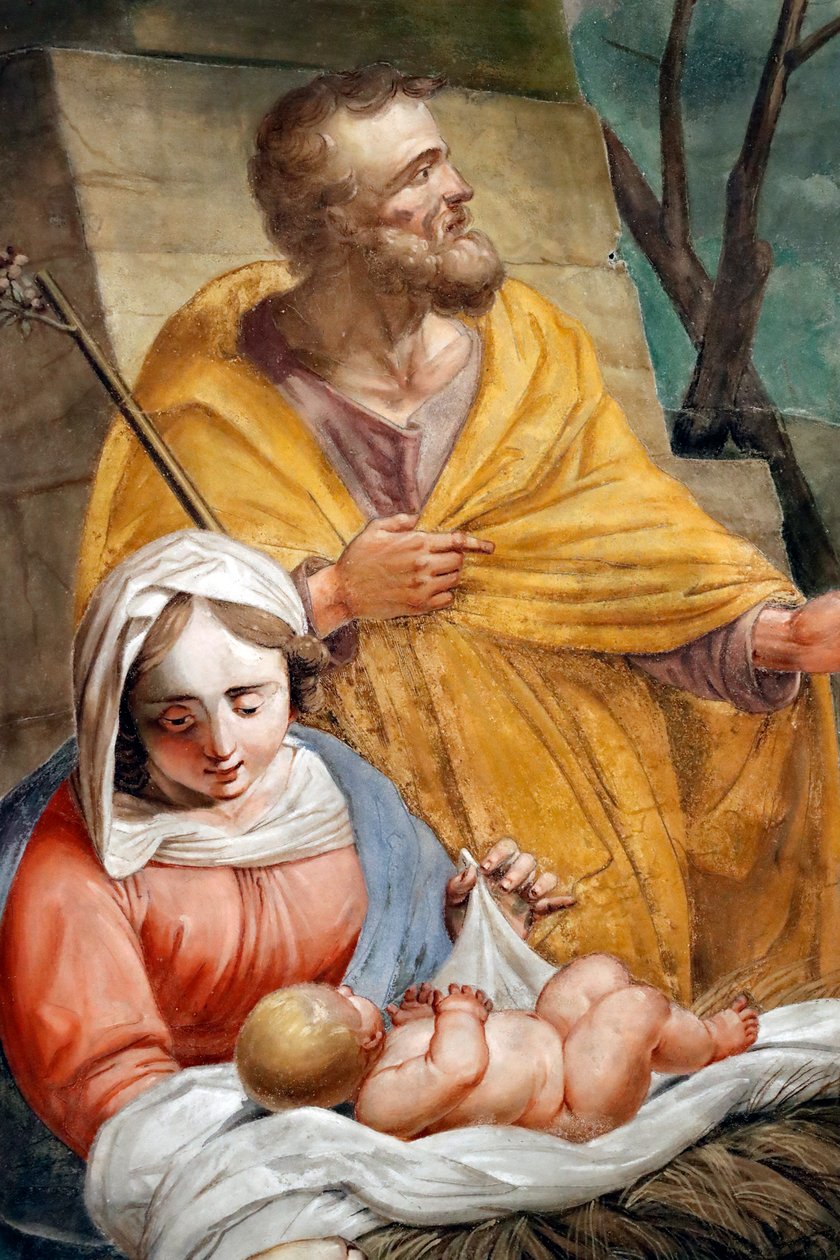 耶稣诞生的场景。神圣的家庭。Santa Maria delle Vigne大教堂。热那亚。意大利。 作者 . .