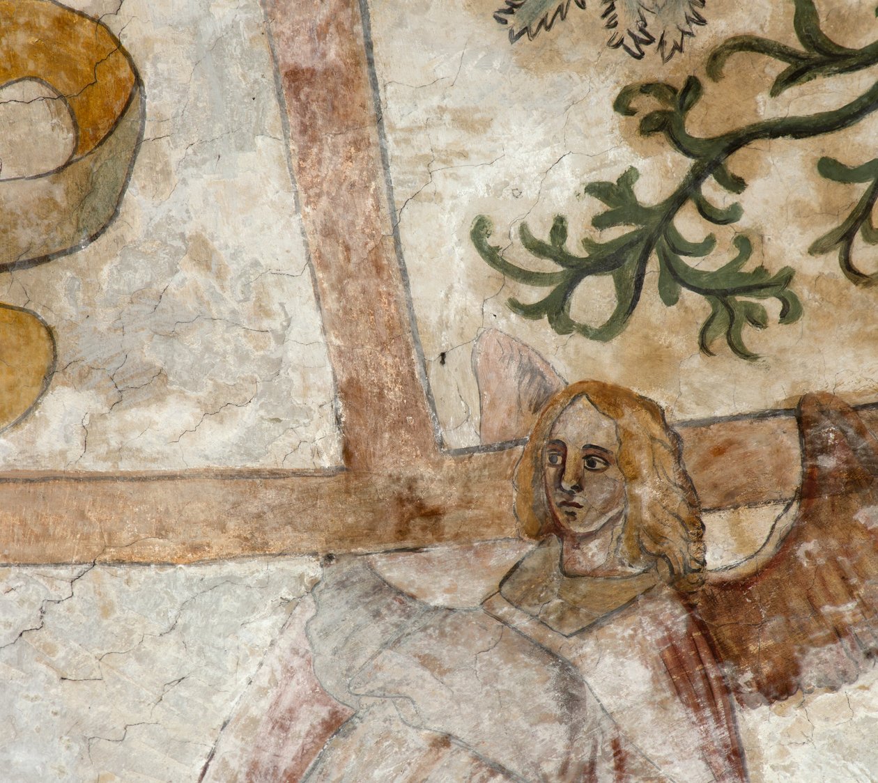 教区教堂（Parochiekerk Sint-Martinus）。内部。北部通道。拱顶上的壁画。 作者 . .