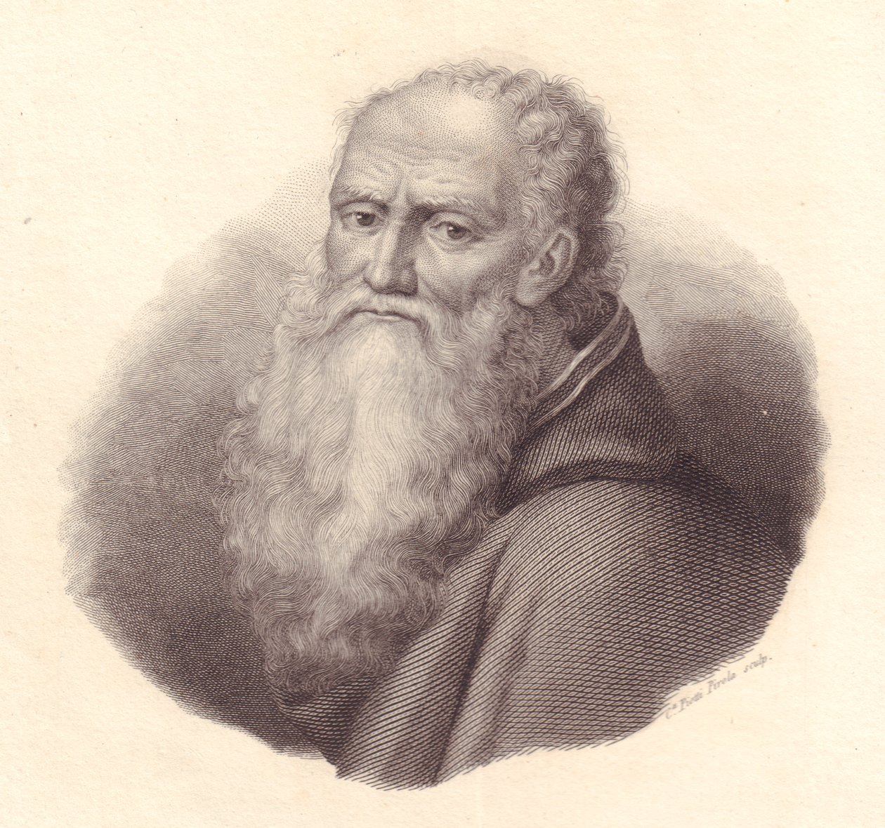 意大利画家Bernardino Luini（约1481-1532）的肖像，Caterina Piotti-Pirola根据Luini的自画像进行的铜版画。 作者 塞维里尼