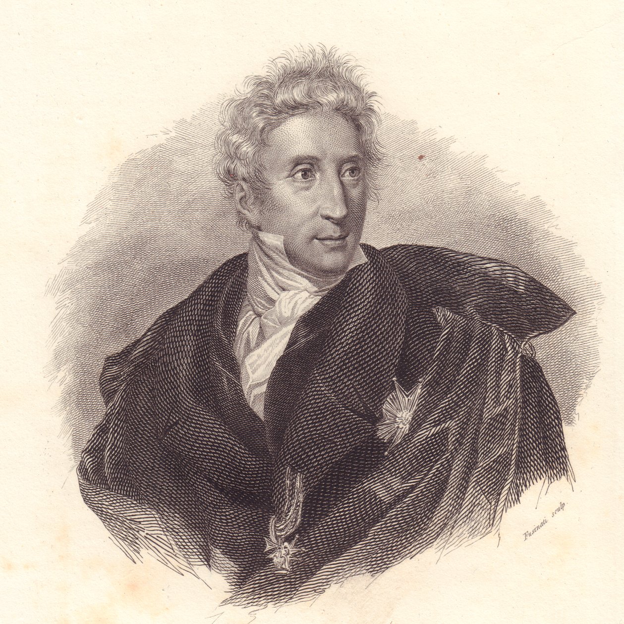艺术史学家莱奥波尔多-西科尼亚拉（1767-1834）的肖像，富西纳蒂根据利帕里尼的画像进行的铜版画。 作者 塞维里尼