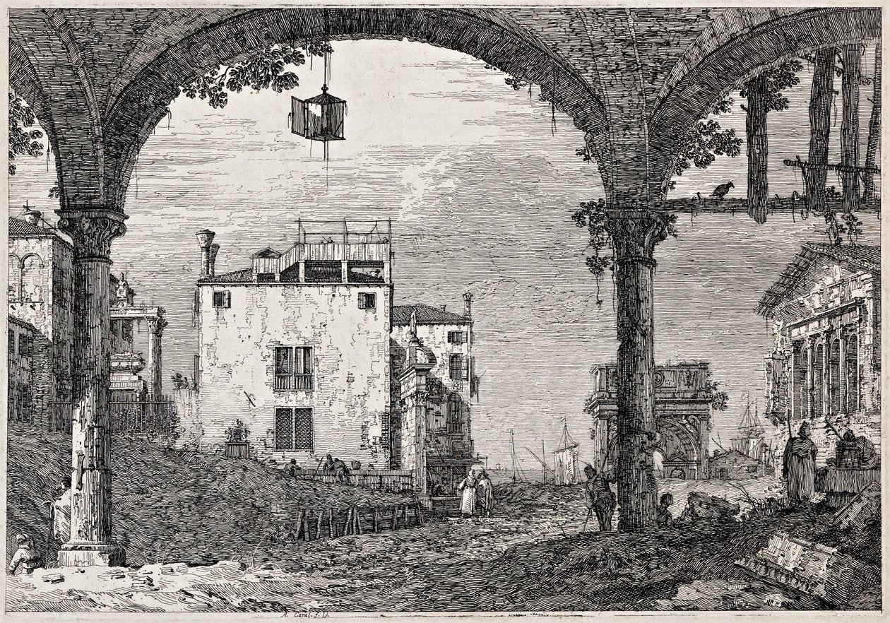 带有“ Vedute”系列灯笼的门廊（查看） 作者 乔瓦尼·安东尼奥运河（Canaletto）