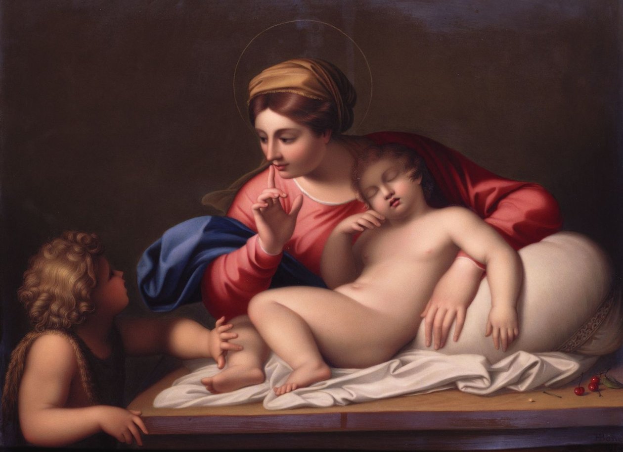 麦当娜和沉睡的孩子与施洗约翰圣约翰 作者 Annibale Carracci