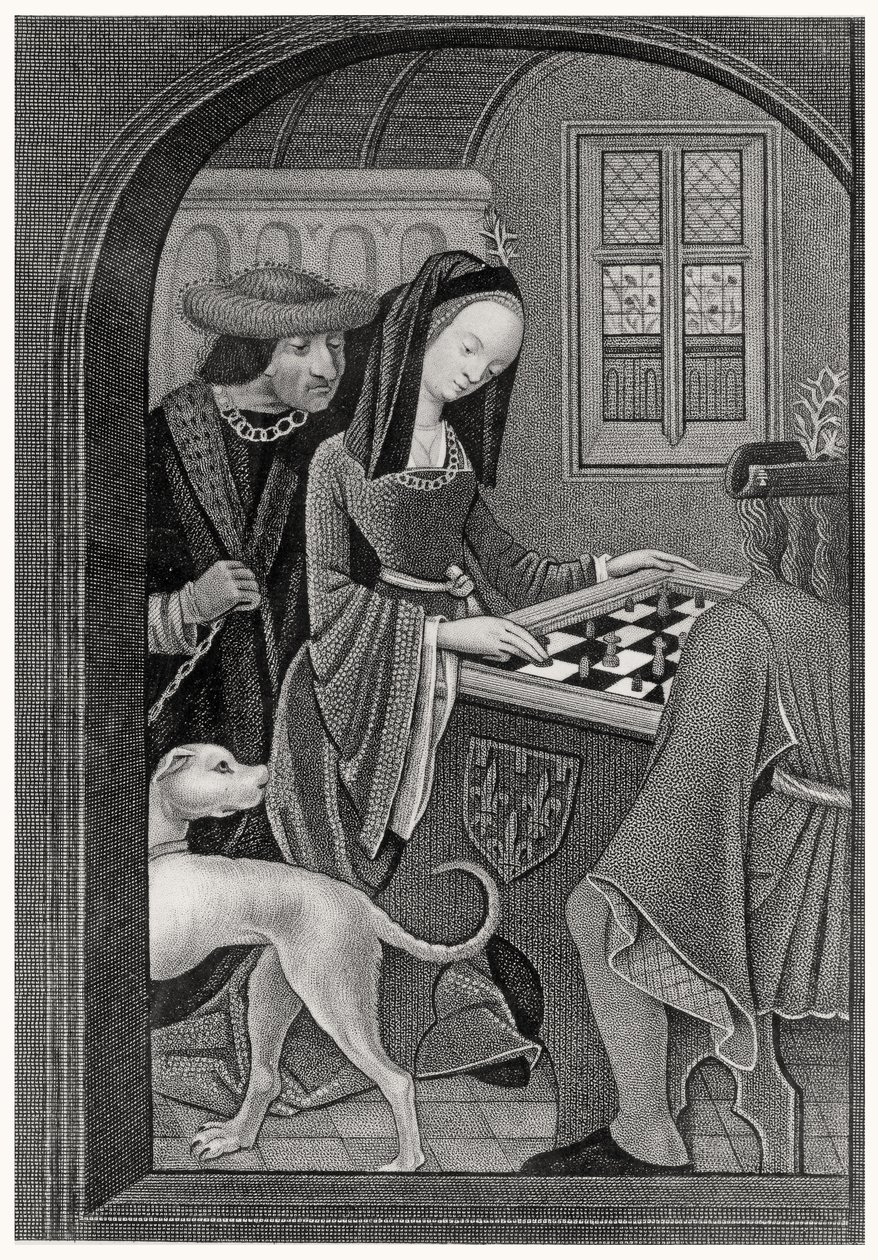 玩国际象棋，由T.弗莱雕刻 作者 放学后