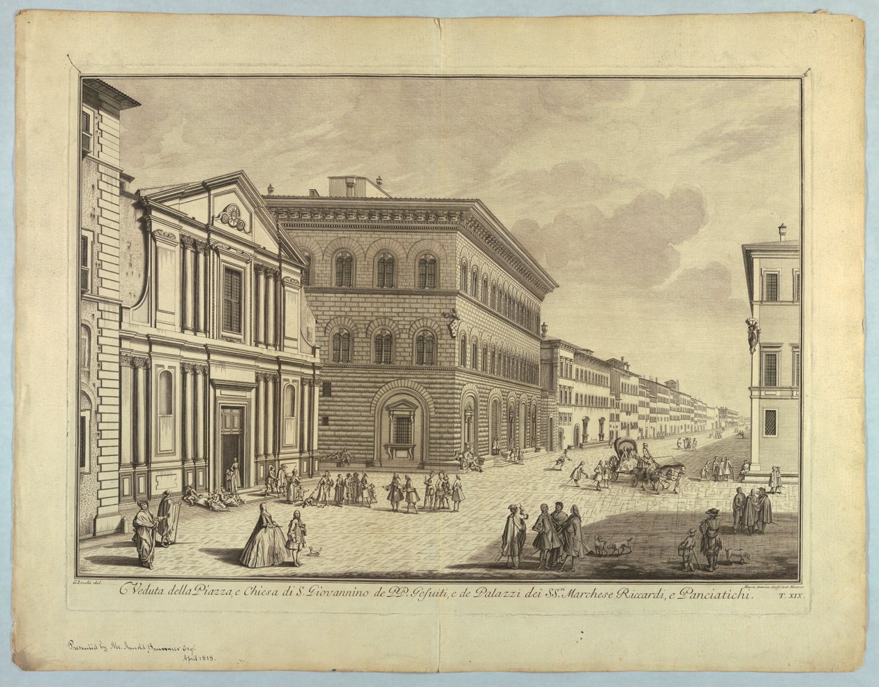 佛罗伦萨景色，选自 "Scelta di XXIV Vedute delle principali contrade, piazze, chiese, e palazzi della Città di Firenze "的图版。 作者 在朱塞佩·佐基之后