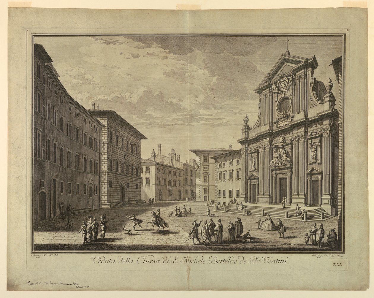 佛罗伦萨景色，选自 "Scelta di XXIV Vedute delle principali contrade, piazze, chiese, e palazzi della Città di Firenze "的图版。 作者 在朱塞佩·佐基之后