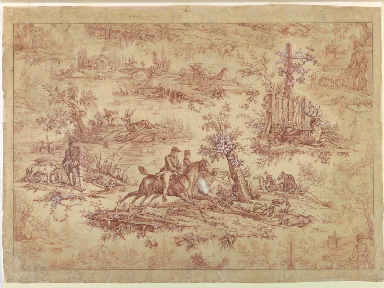 纯棉印花织物的卡通画，La Route de Jouy 作者 在贺拉斯·韦尔内之后