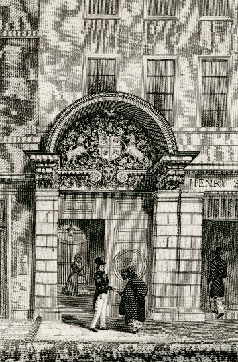 1830年，Monkwell街的理发师外科医生大厅 作者 牧羊人之后的托马斯·霍斯默