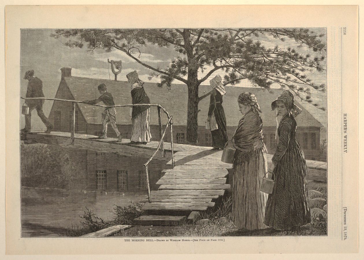 晨钟》，摘自《哈珀周刊》，1873 年 12 月 13 日，第 1116 页。 作者 在温斯洛荷马之后