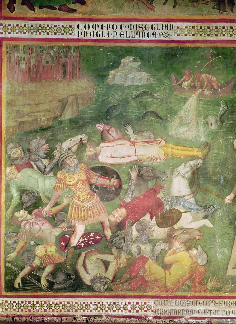 从旧约的场景，穿越红海，法老葬入他的军队的细节，1356-67 作者 所以曼弗雷迪·德·巴蒂奥里·巴托洛·迪·弗雷迪