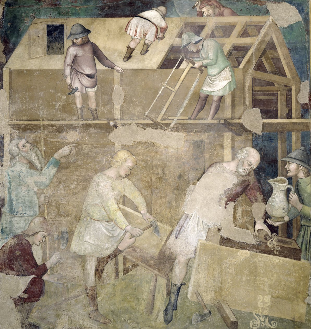 诺亚建造方舟，1356-67 作者 所以曼弗雷迪·德·巴蒂奥里·巴托洛·迪·弗雷迪