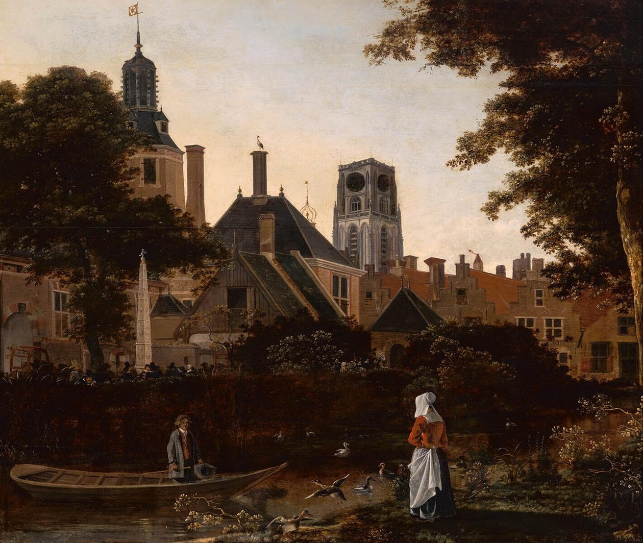 荷兰语：Stadsgezicht te Rotterdam met de Sint Laurenstoren 鹿特丹的景色，以及圣劳伦斯宫的塔楼 作者 匿名的