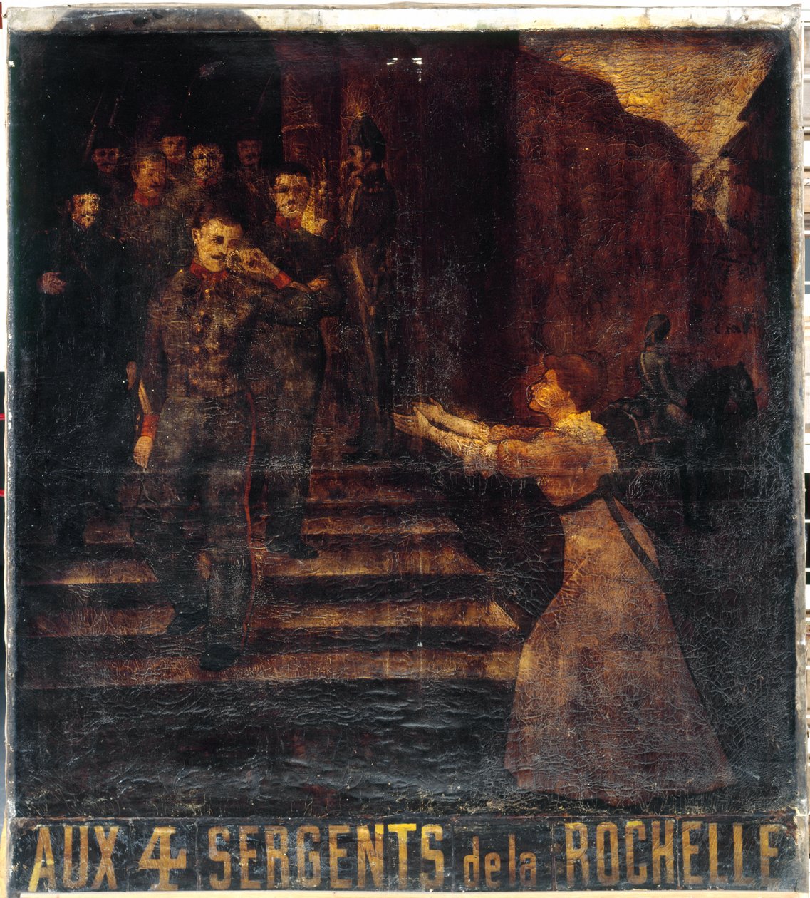 法文：Aux quatre sergents de La Rochelle (II).旅馆老板的招牌。巴黎第 11 区博马舍大道 3 号 作者 匿名的