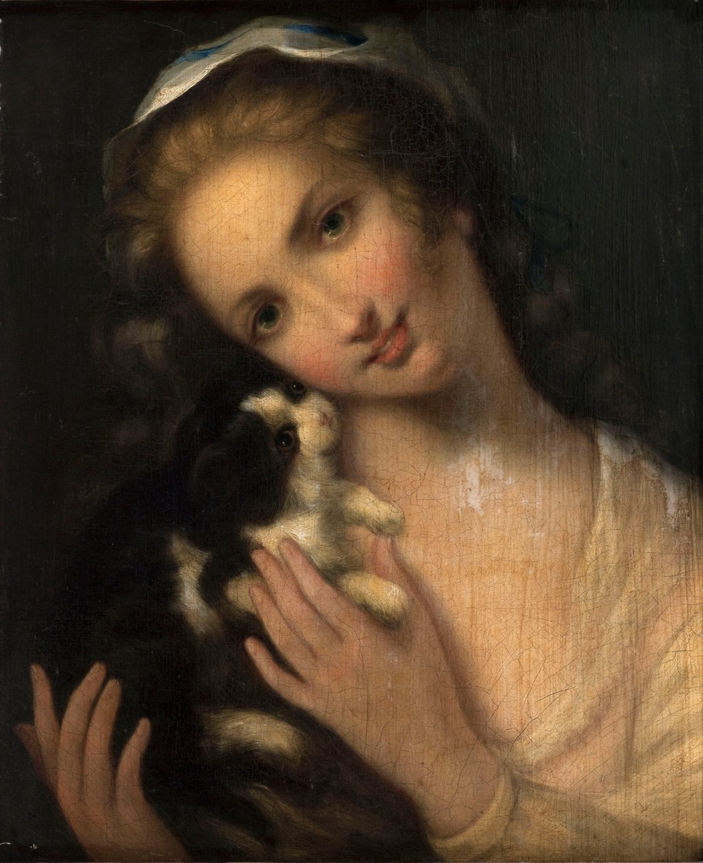 法语: Jeune fille au chat 作者 匿名的