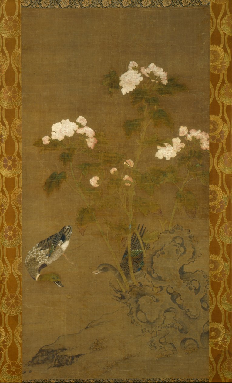 牡丹和鸭子 作者 匿名的