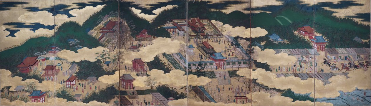 京都东部的寺庙"，约 1600 年，日本，桃山时期 作者 无名氏