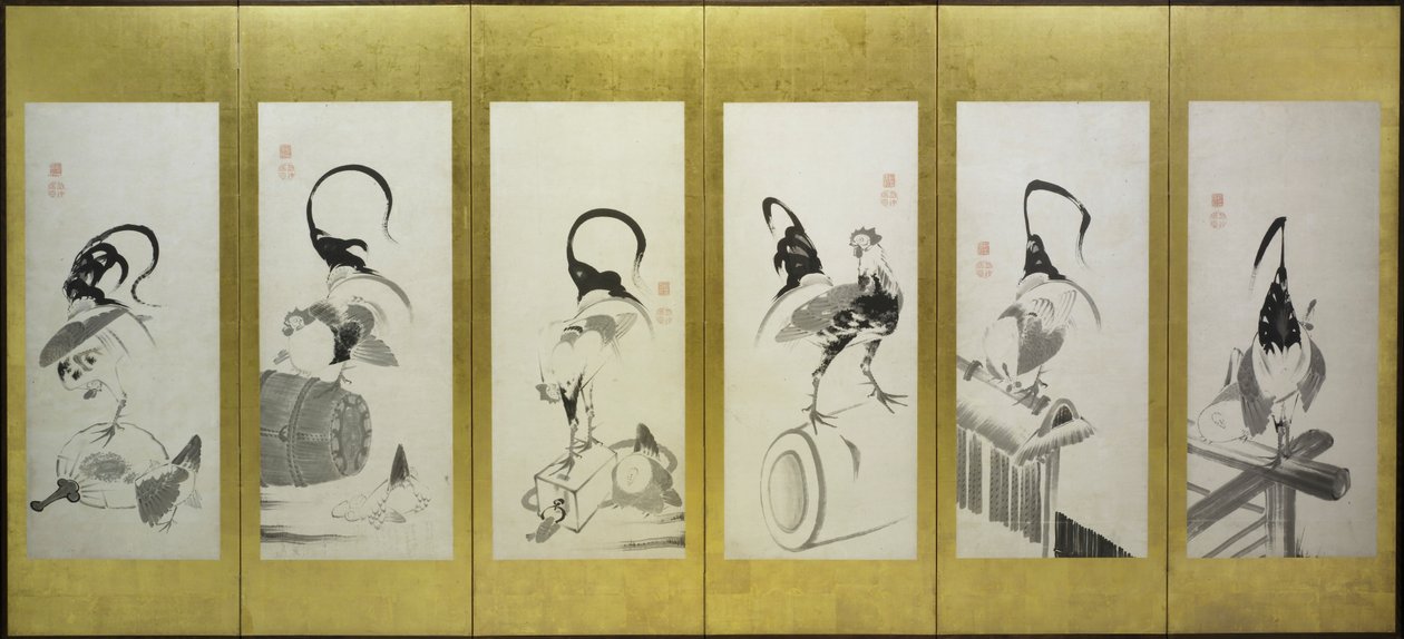 公鸡和母鸡 作者 归功于伊藤若冲
