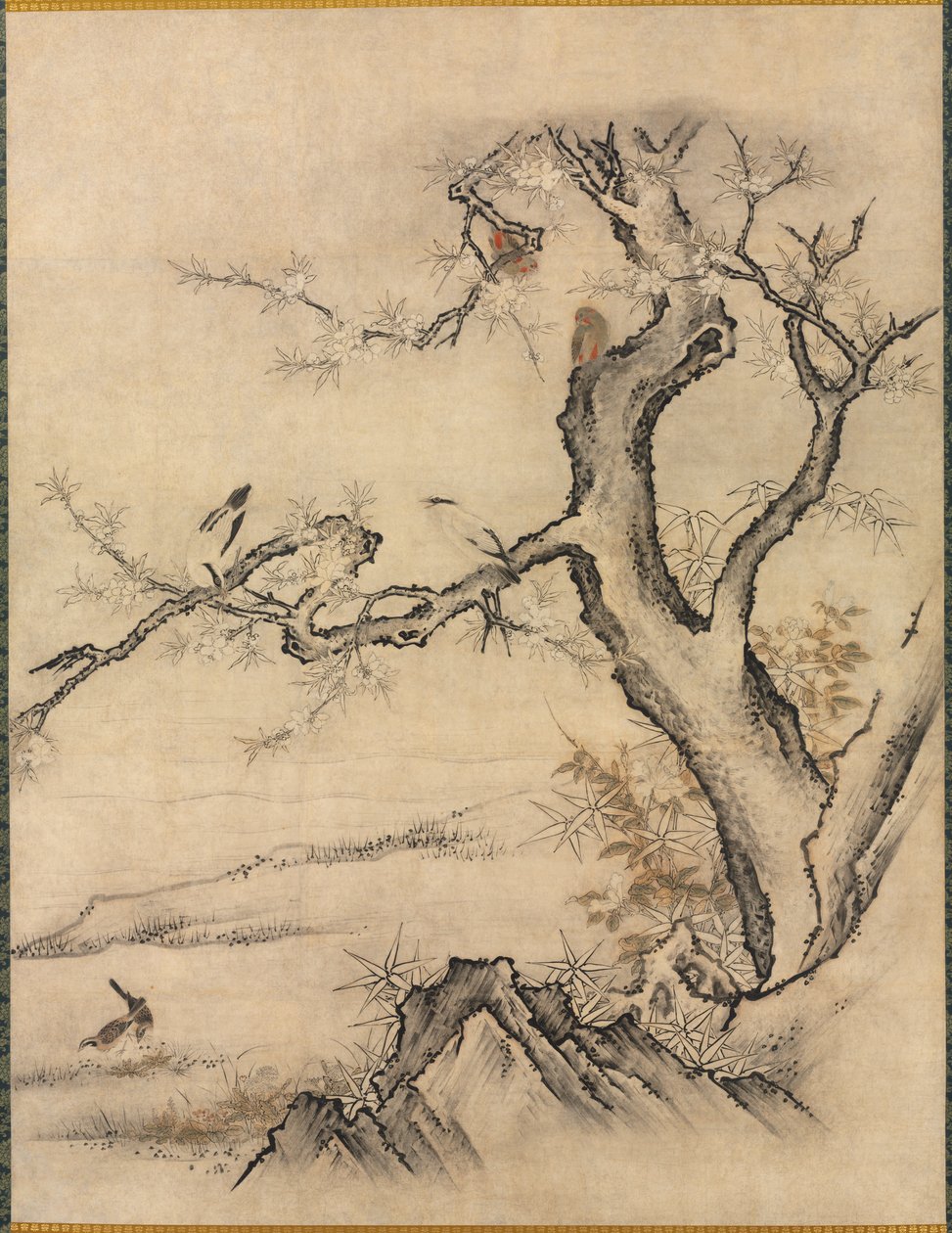 春景中的花与鸟 作者 归功于加野元信