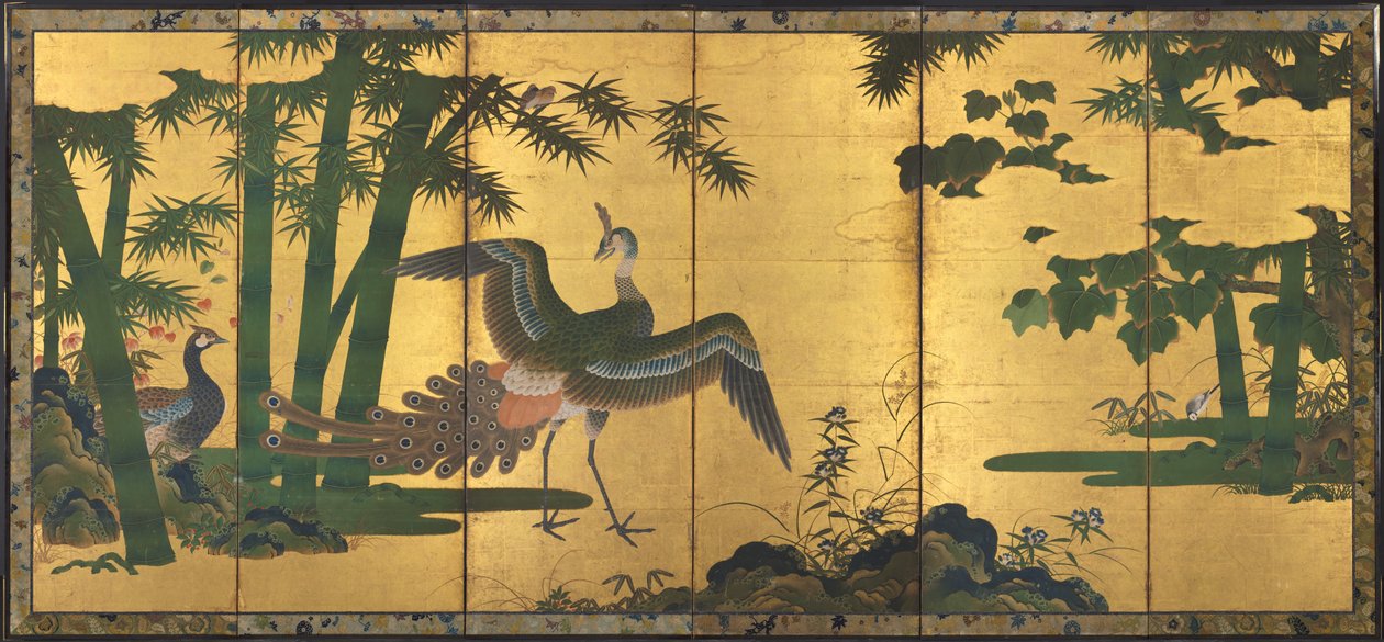 孔雀和竹子 作者 归功于土佐光吉