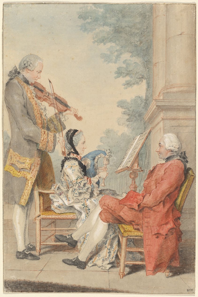 Blizet先生和夫人与演员Le Roy先生在一起 作者 叫 Carmontelle Louis de Carrogis