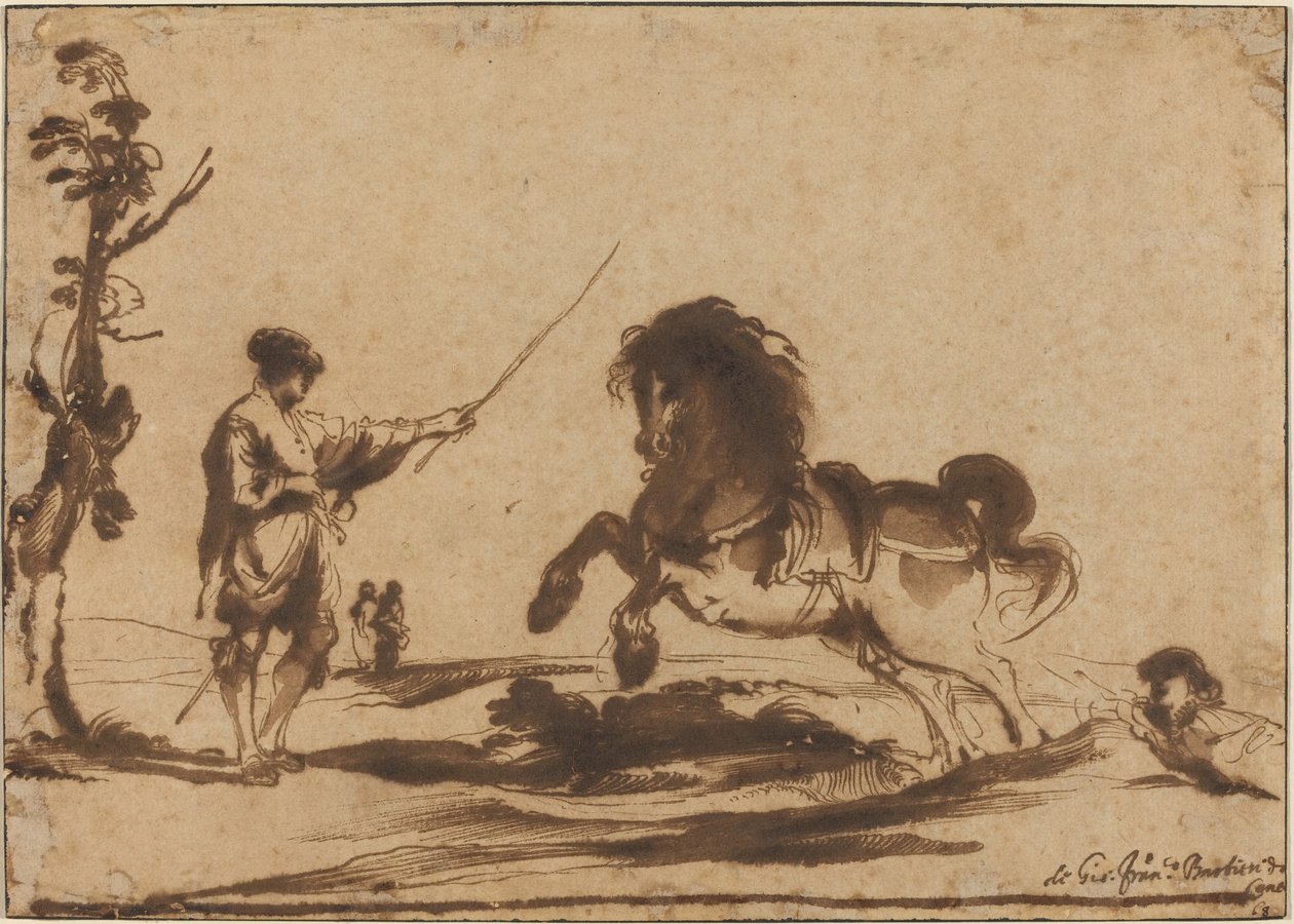 驯马的风景 作者 叫 Guercino Giovanni Francesco Barbieri