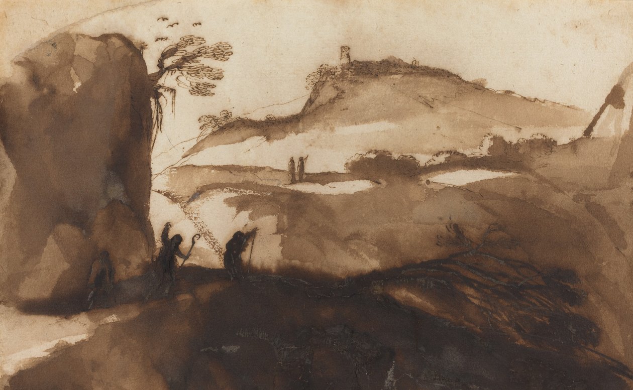 牧羊人窥视鸿沟 作者 叫 Guercino Giovanni Francesco Barbieri