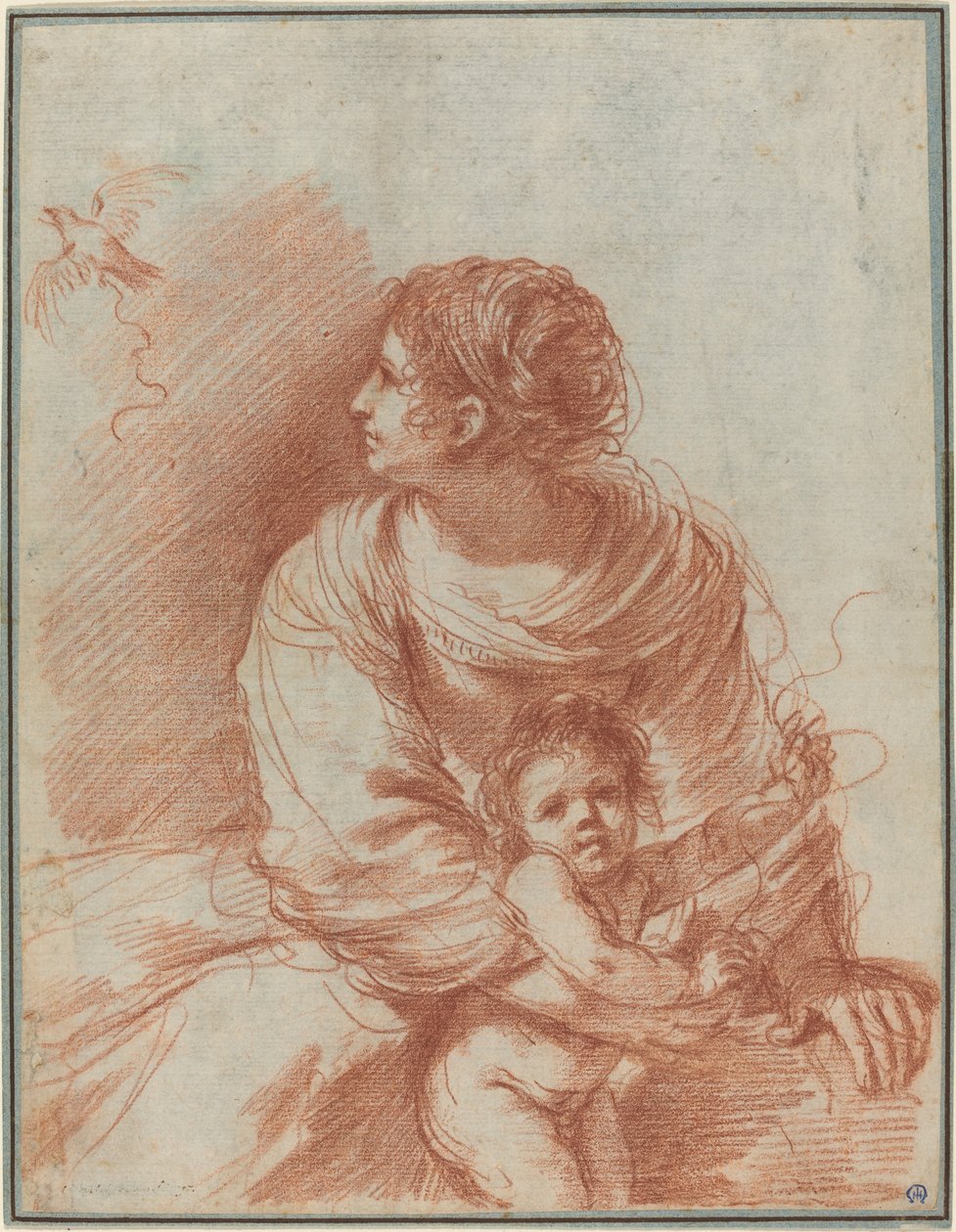 带着金翅鸟逃跑的圣母玛利亚和孩子 作者 叫 Guercino Giovanni Francesco Barbieri