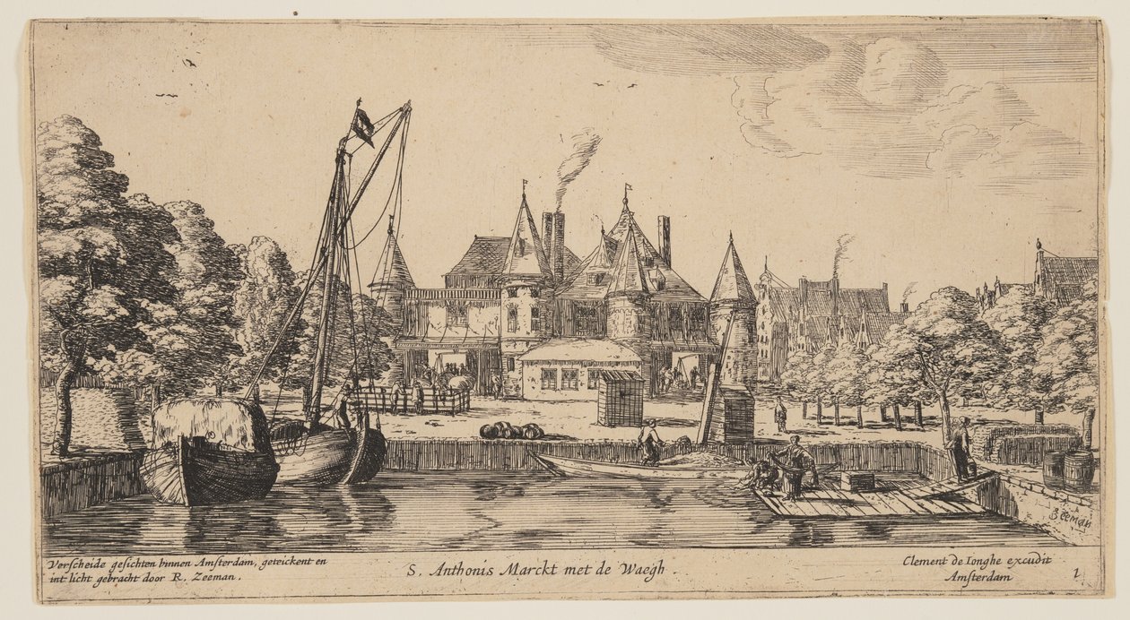 S.Anthonis Marckt met de Waegh，选自《阿姆斯特丹风景》。 作者 叫塞曼·雷尼尔·努姆斯