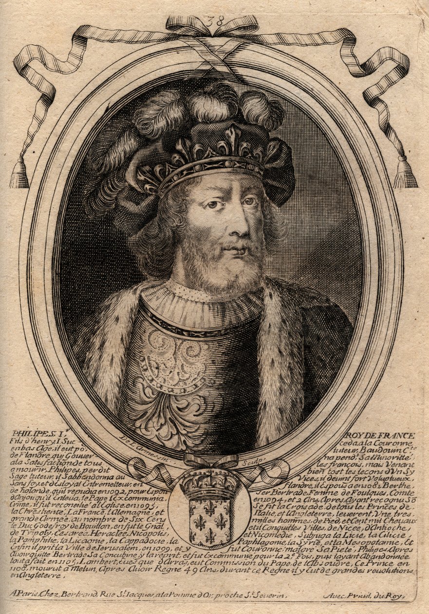 Portrait of Philip I (1060 - 1108), King of France - Philip I (1053-1108) King of France - engraving from 