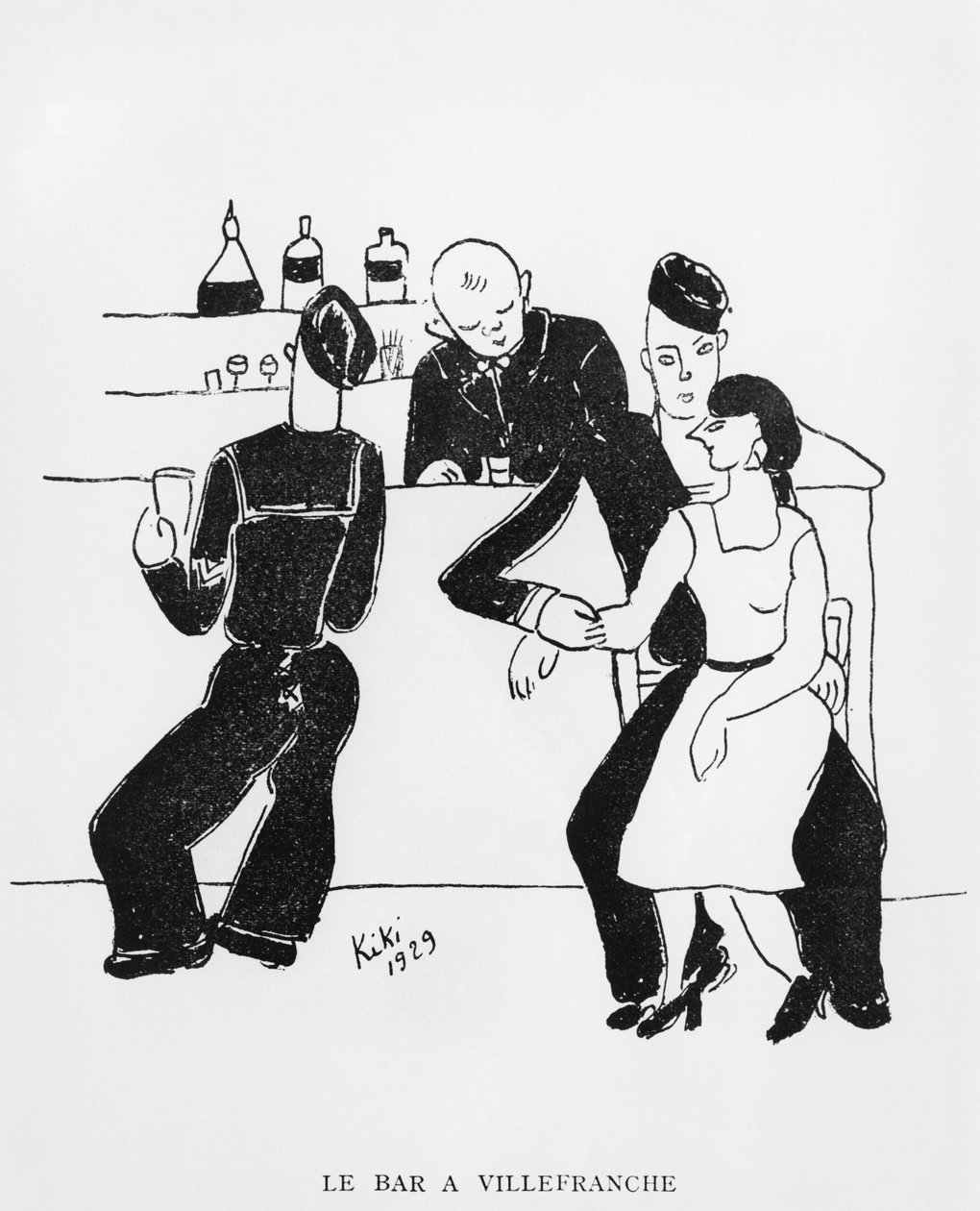 维勒弗朗什酒吧》，《琪琪的回忆》插图，亨利-布罗卡版，巴黎 作者 蒙帕纳斯 (1901 53) 琪琪