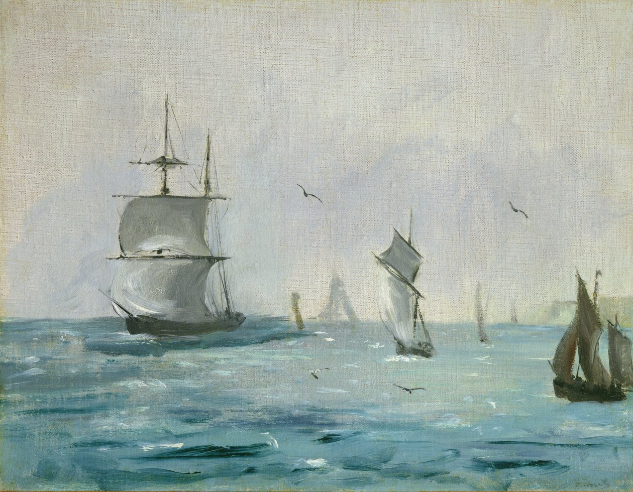 钓鱼船到达，随风而行，1864年 作者 爱德华·马奈