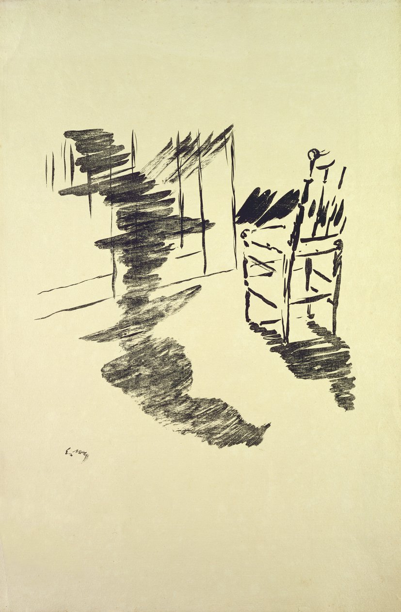 “乌鸦”的插图，由埃德加艾伦坡，1875年 作者 爱德华·马奈