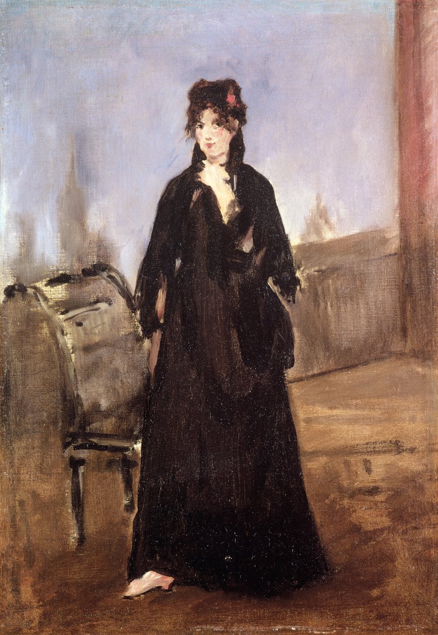 Berthe Morisot（1841-95）的粉红色鞋子，1872年的肖像 作者 爱德华·马奈
