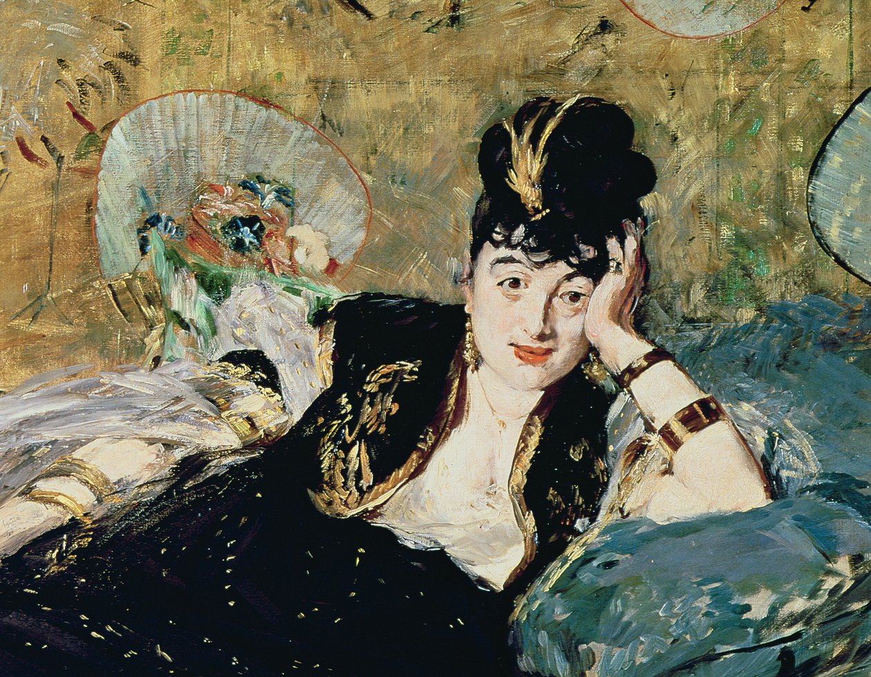 与粉丝的女士，Nina de Callias的肖像，c.1873-74（细节42292） 作者 爱德华·马奈