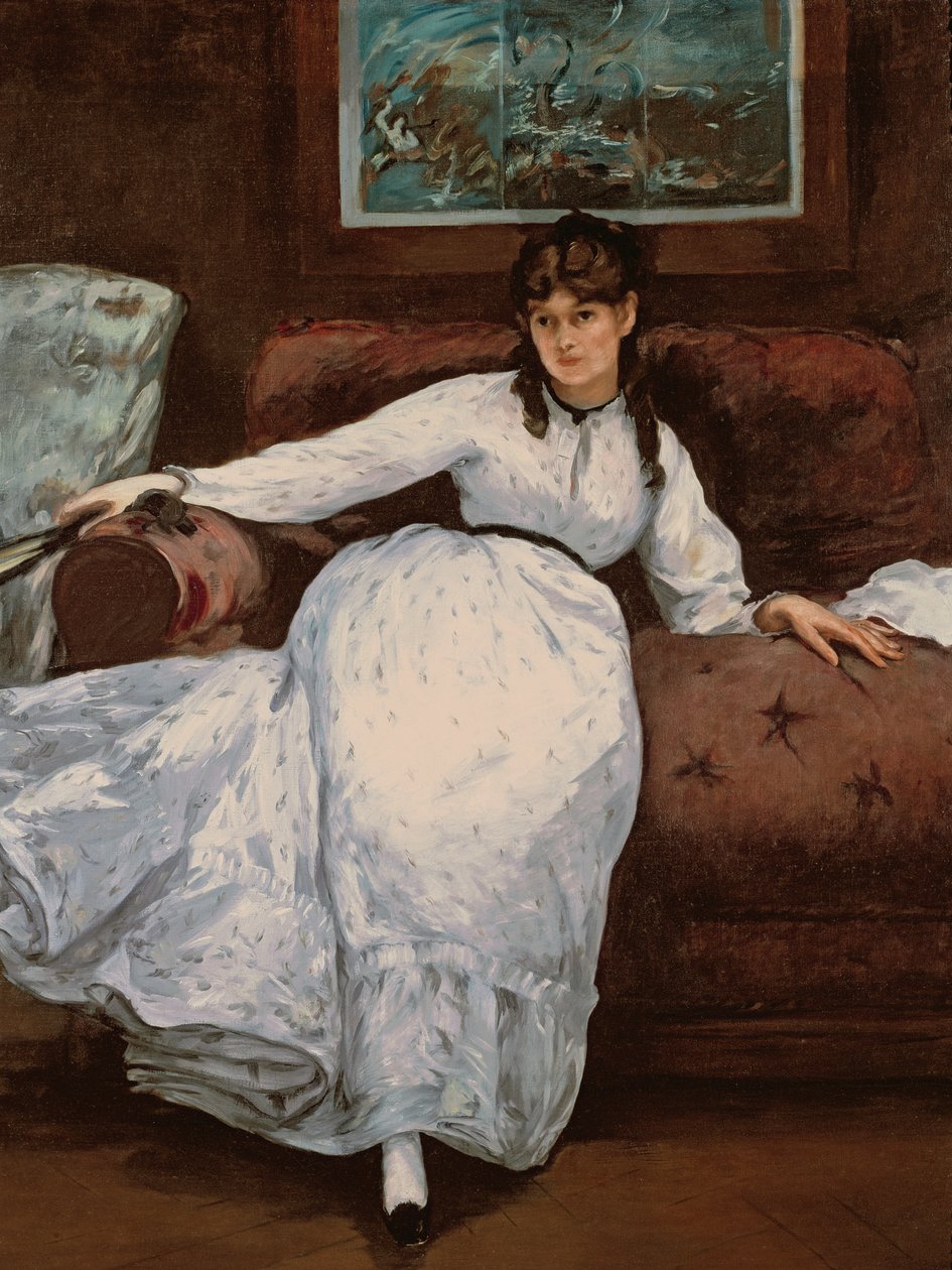 休息，Berthe Morisot（1841-95）的肖像，1870年 作者 爱德华·马奈