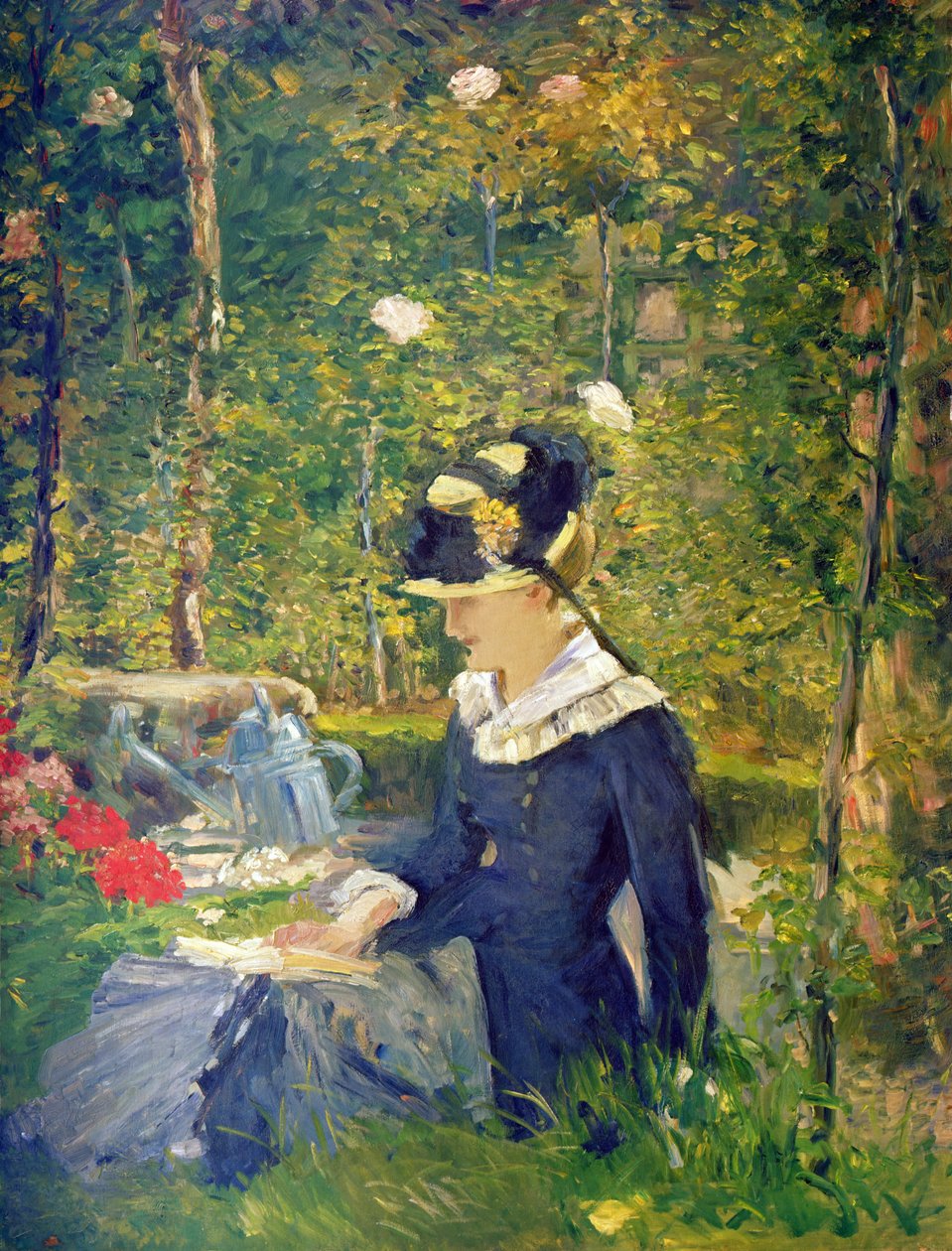 贝尔维尤花园（玛格丽特），1880年入口处的年轻女子 作者 爱德华·马奈