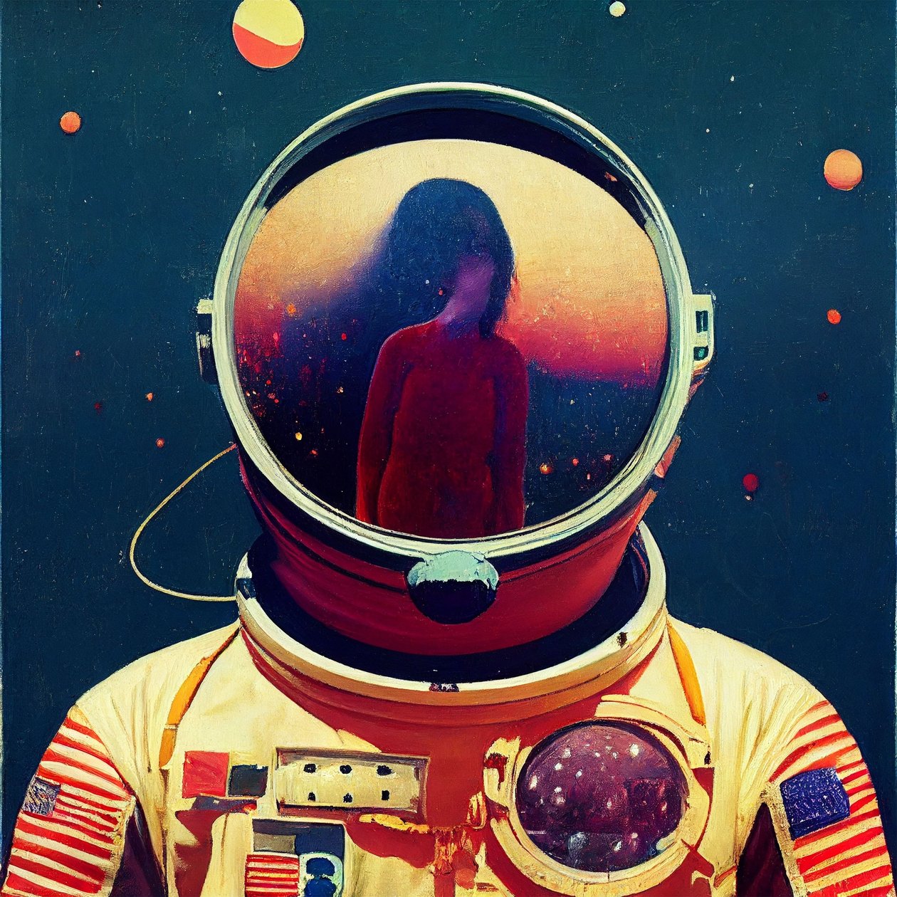 太空中的抽象宇航员画, 壁画 | 帆布打印 作者 法赫塔利·阿卜杜勒拉希姆