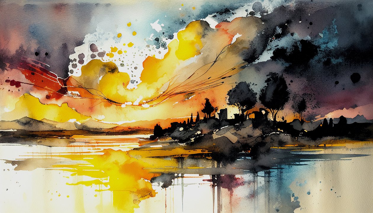 风景和自然水彩画，可打印的壁画 作者 法赫塔利·阿卜杜勒拉希姆