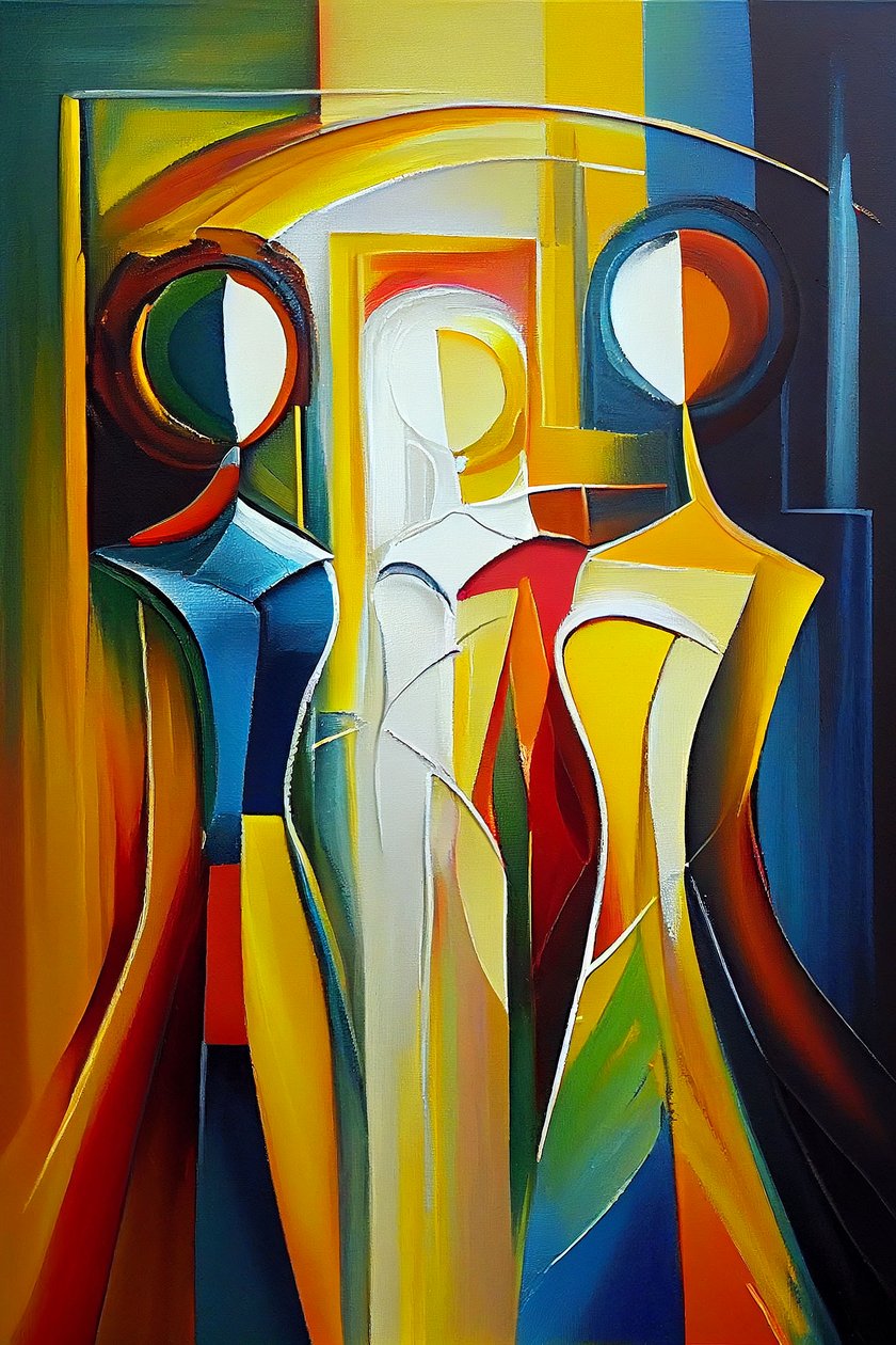 现代抽象油画、女性剪影、壁画按需印刷 作者 法赫塔利·阿卜杜勒拉希姆